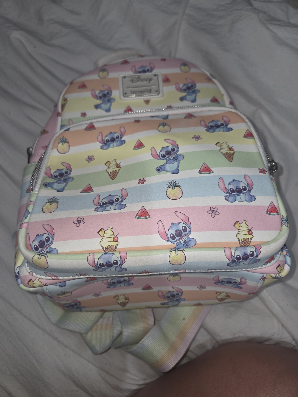 Disney Lilo & Stitch Pastel Stripe LOUNGEGLY Backpack